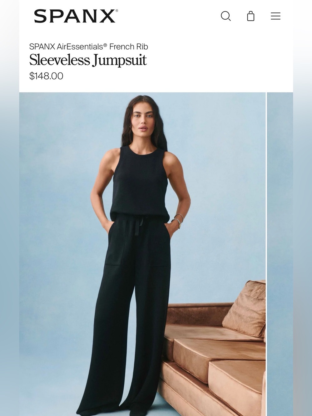 SPANX Black Sleeveless Wide-Leg Jumpsuit